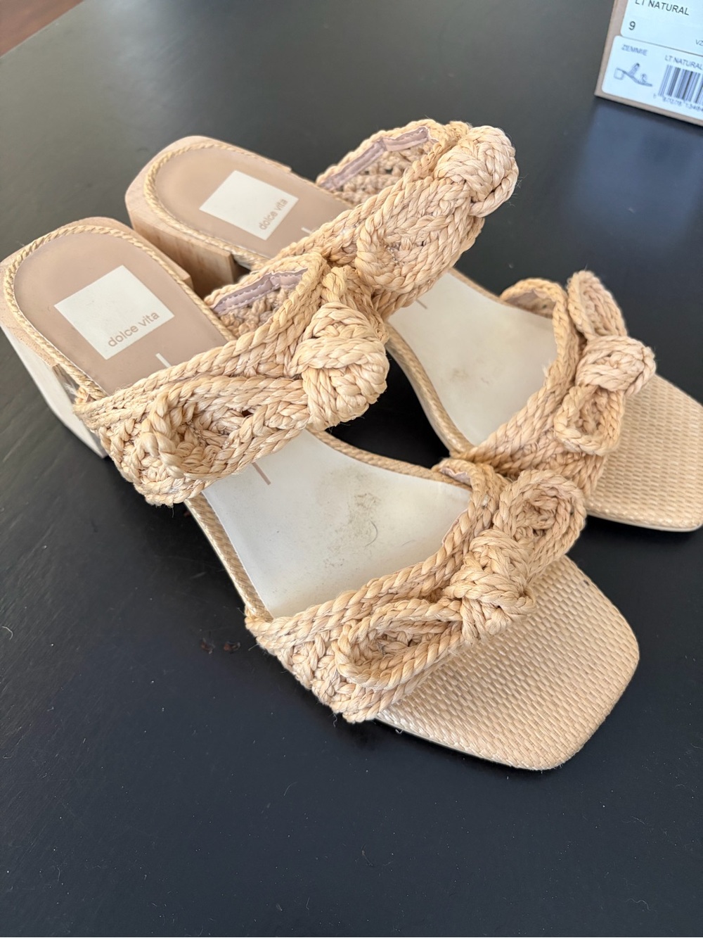 Dolce Vita Natural Braided Knot Slide Heels